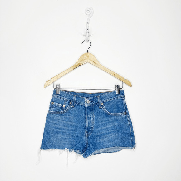 LEVI'S 501 Original Fit Shorts women's High Rise medium button fly raw hem 25 - Picture 1 of 8
